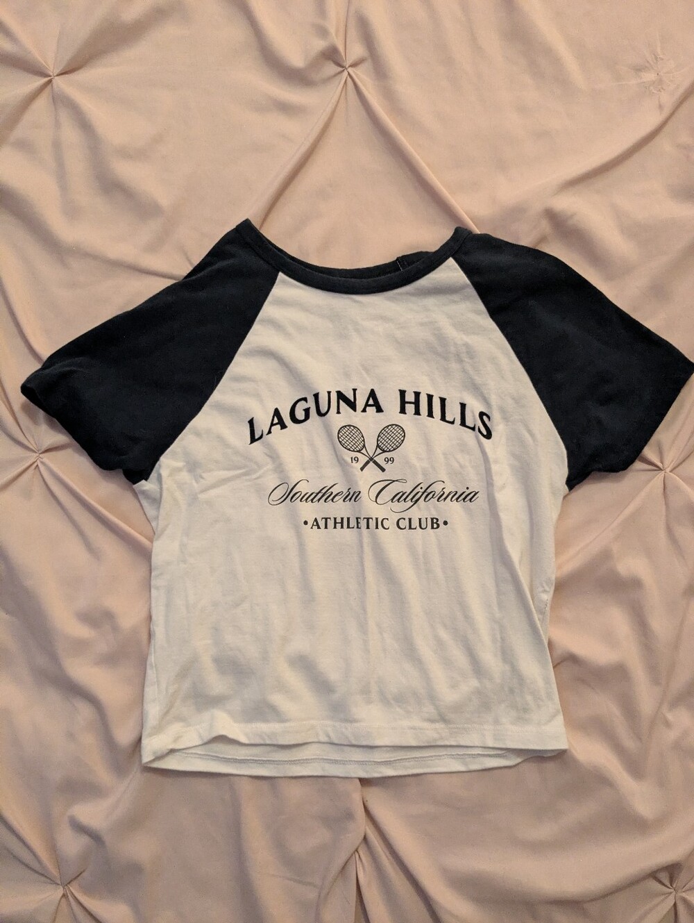 Hollister White & Blue Baby Tee, Laguna Hills Athletic Club, Size S